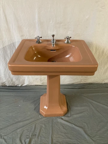 Antique St Porchaire Mocha Brown Porcelain Pedestal Sink Standard  Vtg 426-22E Cover