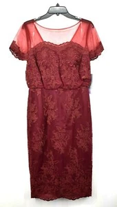 JS Collections Womens Lace Blouson Cocktail Dress Short Sleeves Bateau Neck Zip - Picture 1 of 8