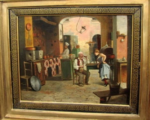 Antique oil painting around 1890 Moritz Stifter Vienna Vivere in cucina, Italia - Picture 1 of 11