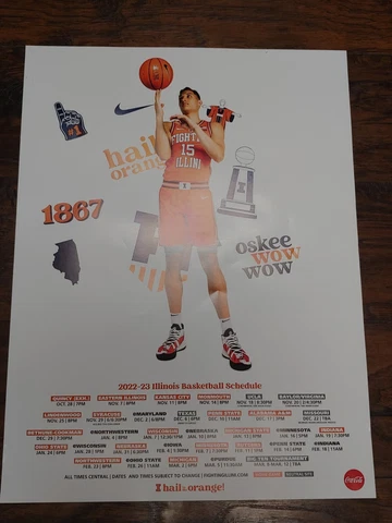 Illinois Fighting Illini 2022-23 Basketball POSTER Ramses RJ MELENDEZ 18" x 24" Cover