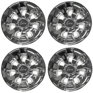 GTW Drifter 8 inch Golf Cart Black/Chrome Wheel Covers Hub Caps | Set of 4 - Picture 1 of 2