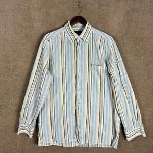 Ermenegildo Zegna Shirt Mens Size XL Blue White Striped Long Sleeve Designer - Picture 1 of 9
