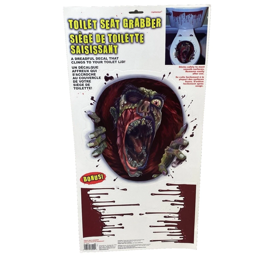 Cubierta de asiento de inodoro de Halloween para decoración de baño de fiesta de zombies de miedo Foto 1 de 4