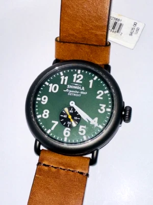 Relógio Shinola Runwell 47mm mostrador verde couro marrom bronze S0120223881 novo com etiquetas - Imagem 1 de 3