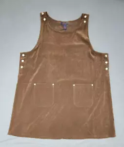 DENIM & CO~ Woman's 2X Jumper Dress Suede-Like BROWN Pockets - Picture 1 of 5
