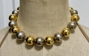 Saint Laurent Halskette zweifarbig Oversized Gold Silber Perlen - Bild 1 von 10