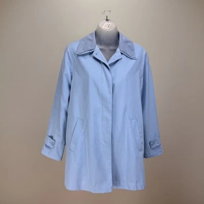 Chaqueta para mujer London Fog azul sorbete talla pequeña pequeña larga con botón oculto Foto 1 de 4