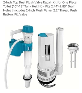 Valvola di scarico doppia per WC da 2 pollici, valvola di riempimento, pulsante. Kit riparazione wc,... - Foto 1 di 5
