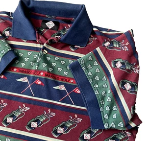 Polo Tabasco Hot Sauce Vintage Años 90 Talla XL Estampado Completo Golf Multicolor - Imagen 1 de 8