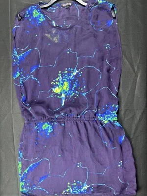 Express чистый оверлей платье Sz:M женщин фиолетовый цветочный без рукавов эластичный пояс - Изображение 1 из 4