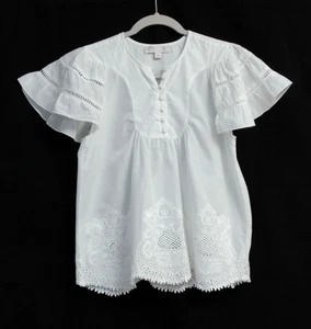 Caroline Constas Damen Bluse Spitze bestickt Knöpfe kurze Ärmel X-Small - Bild 1 von 7