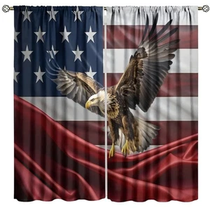National Flag Curtains, Modern Minimal Colorful Flying Wild Eagle American In... - Bild 1 von 8