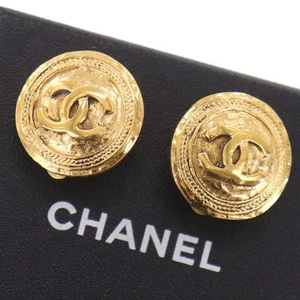 CHANEL CC Logos Gebraucht Kreis Runde Ohrringe Clip-On Gold Vintage... - Bild 1 von 11