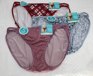 NWT set/3 VANITY FAIR ILLUMINATION STRING BIKINI 18108 HOLLY PLAID BLIZZARD 8/XL - Picture 1 of 5