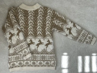VTG Cream Tan Rafael Angora Lambswool Nordic Style Crewneck Sweater Size M EUC - Image 1 of 4