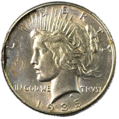 1935-P Peace Silver Dollar $1 Almost Uncirculated AU+ - Image 1 of 2