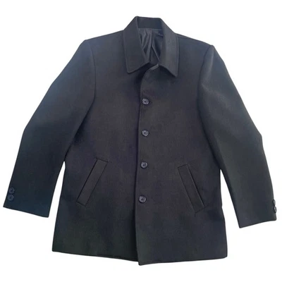 Vintage Giorgio Armani Mens Black Pure Lana Button Up Coat Size M - Image 1 of 4