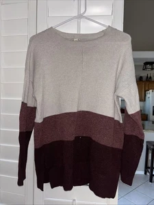 a.n.a Damen Rundhalspullover burgund Colorblock leichter Pullover Gr. S - Bild 1 von 5