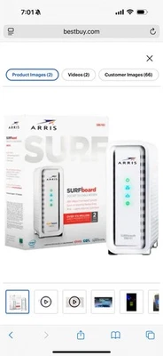 ARRIS - SURFboard SB6183 16 x 4 DOCSIS 3.0 Cable Modem - White - Image 1 of 3