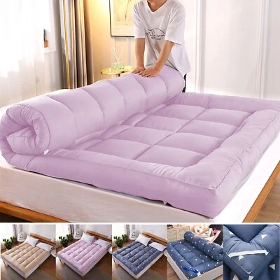 Thick Mattress Pad Quilted Cooling Mattress Topper Cover Breathable Filled Soft - Image 1 of 4