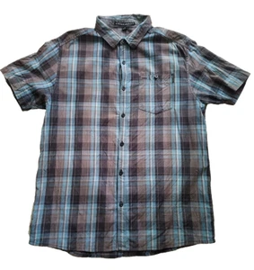 Billabong Men's Medium Casual Dress Shirt Button Up Plaid Cotton Short Sleeve - Picture 1 of 7