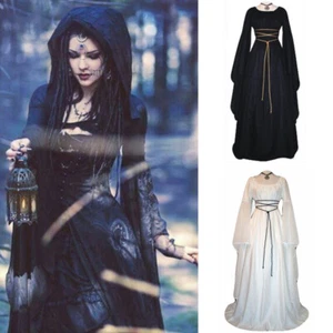 Womens Halloween Costume Renaissance Medieval Dress Lace Up Irish Over Dresses - Picture 1 of 15