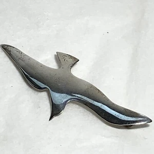 Vintage Signed R Sterling Silver Bird in Flight Pin Seagull Brooch Wings 3.5" - Picture 1 of 8