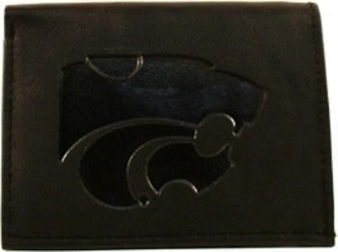 Kansas State Wildcats Black Tri-Fold Leather Wallet Cover