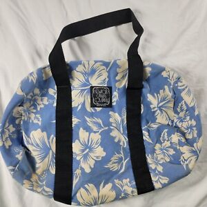 Newport Canvas Company Hibiscus Print Blue Duffel Beach Bag Travel Casual