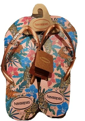 Chanclas Havainas Para Mujer 11/12 Tropical Leopardo Tigre Floral Hechas en Brasil Foto 1 de 4