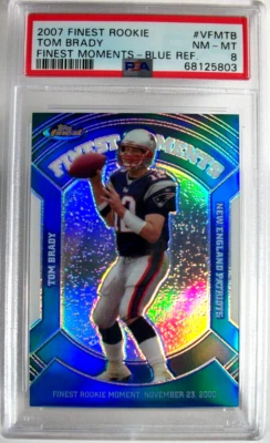 2007 FINEST TOM BRADY FINEST ROOKIE MOMENTS BLUE REFRACTOR /199 PSA NM-MT 8 - Image 1 of 3