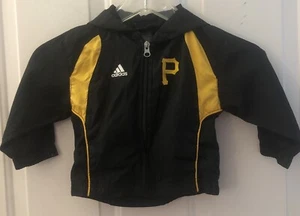 Pittsburgh Pirates Adidas Zip up Logo Windbreaker Jacket Sz 2 2T Baseball - Picture 1 of 4