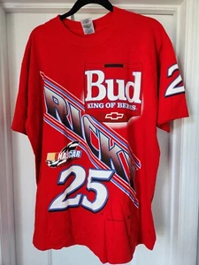 1997 NASCAR Ricky Craven 25 Bud Racing Hendrick Shirt Men's XL Red Vintage Tee - Picture 1 of 8
