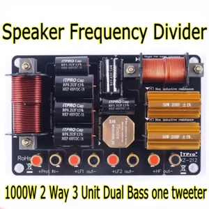 1000W 2 Way 3 Unit Dual Bass High-Low Speaker Frequency Divider Crossover Filter - Afbeelding 1 van 6