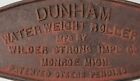 Rare Vtg Dunham Water Weight Roller Monroe Mi Emb Cast Iron Adv Plaque Sign Ci