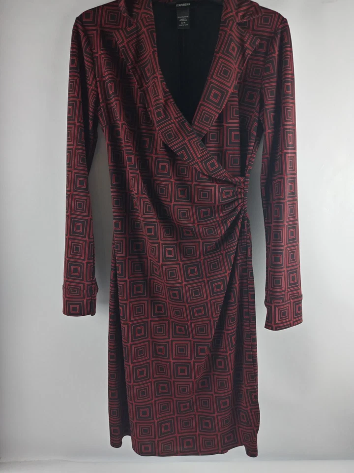 Express искусственного надежном платье женщин размер 4 V шеи геометрический принт Midi - Изображение 1 из 4