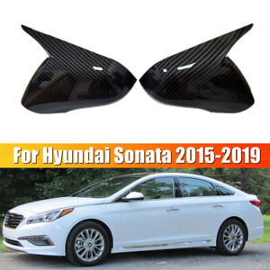 For Hyundai Sonata 2015-2019 Carbon Fiber OX Horn Rearview Side Mirror Cover Cap