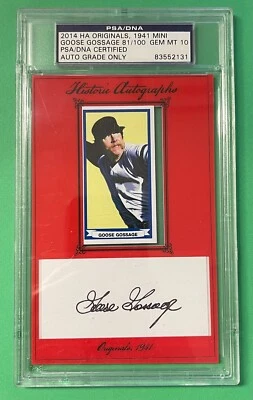 2014 HA ORIGINALS 1941 MINI GOOSE GOSSAGE AUTOGRAPH 81/100 PSA/DNA 10 GEM MINT - Image 1 of 2