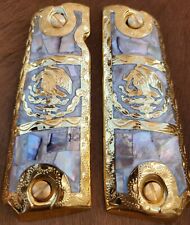 1911 Eagle Handles Grips Accessory! Cachas de Aguila GOLD Plated MOTHER OF PEARL
