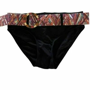 Captives Swimwear Black Printed Belted Bikini Bottoms Size M - Picture 1 of 7