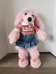 Build A Bear Pink Poodle Bean Plush Dog Dressed Jean Skirt Polo Shoes - Picture 1 of 7