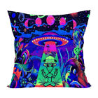 Fluorescent Throw Pillow Cover Aliens Printed Glow Under Ultraviolet Light Decor