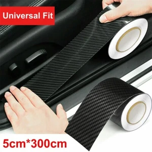 Carbon Fiber Vinyl Car Door Sill Scuff Cover Plate Sticker Protector Accessories - Picture 1 of 18