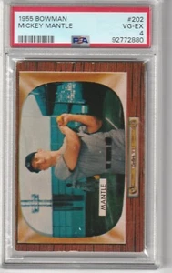 1955 Bowman Mickey Mantle #202, PSA VG-EX 4 - Picture 1 of 2