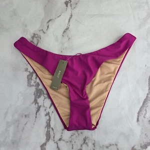 J Crew Swim Bottom Medium Pink Curved Waist Bikini High Cut Cheeky Mid Fuschia - Picture 1 of 10