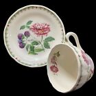 Spode Victoria Red Currant Grapes Tea Cup And Saucer Flowers S-3425-5 Excellent