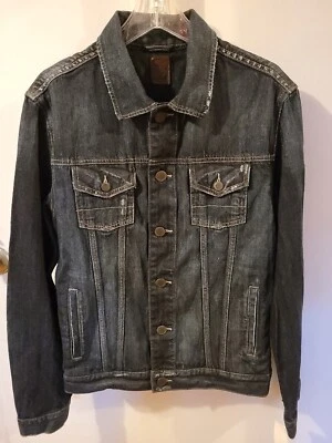 NUEVO CON ETIQUETAS DKNY Jeans Denim Chaqueta Azul Oscuro 100% Algodón Botón Frontal 5 Bolsillos Camionero Talla M $99 Foto 1 de 4