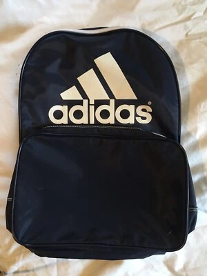 ADIDAS Backpack Bag Blue and White EUC Made In Taiwan - Image 1 of 4