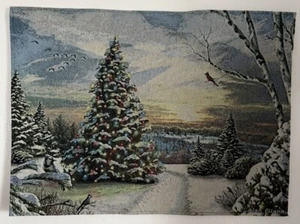 Alan Giana Christmas "Holiday Scene" Tapestry - 35” X 25” Rod Pockets On Back - Picture 1 of 7