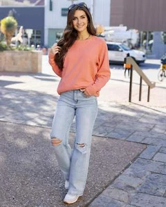 $25.00 SALE - Grace & Lace - Favorite Washed Pocket Sweatshirt - Picture 1 of 3